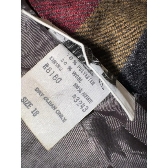 Vintage JBJ Womens Wool Open Front Jacket Blazer Striped Artsy Pockets Size 18 - Picture 4 of 8